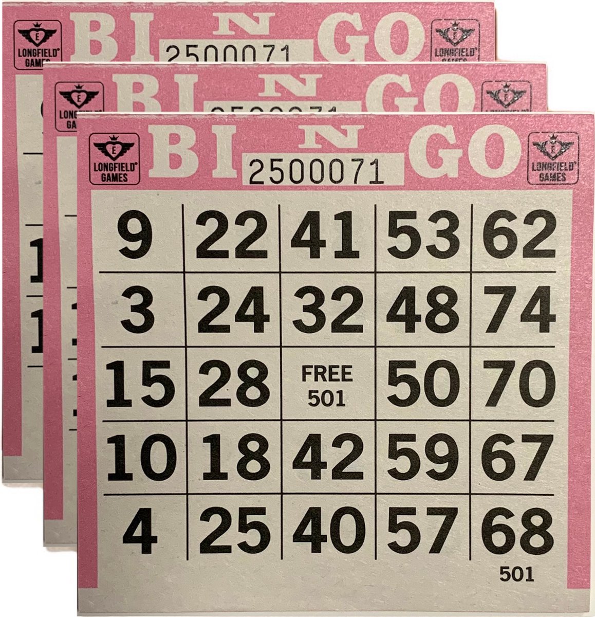 500 Bingokaarten in Roze