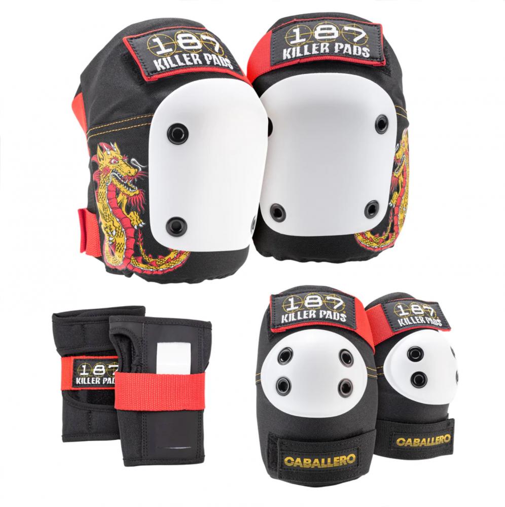 187 Killer Pads Adult Six Pack Set Caballero | Black/Red/Gold