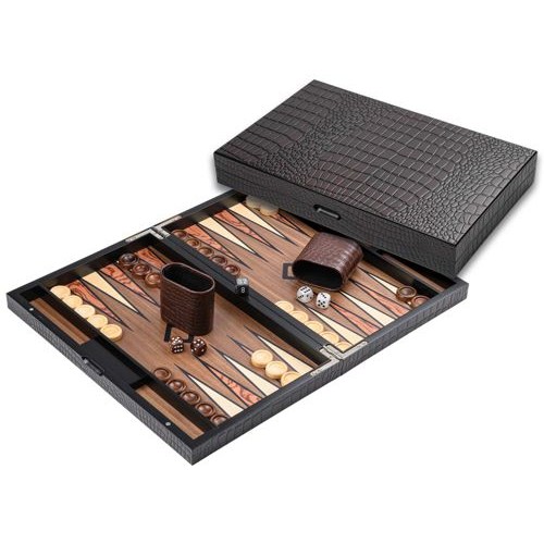 Backgammon case wood brown 41x24 x5 cm
