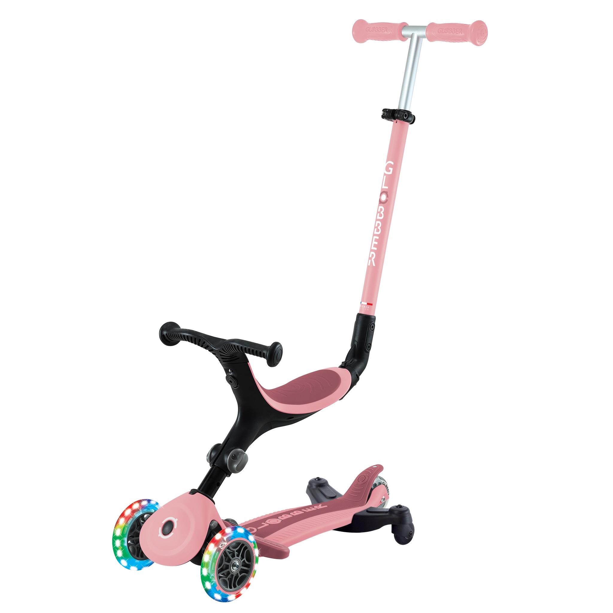 Globber Go Up Active Lights Pastel Pink 360