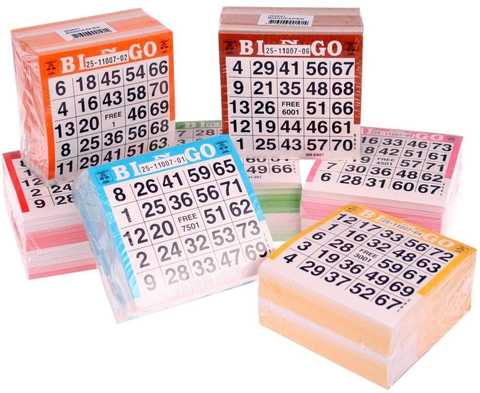 125 Bingokaarten in diverse kleuren beschikbaar