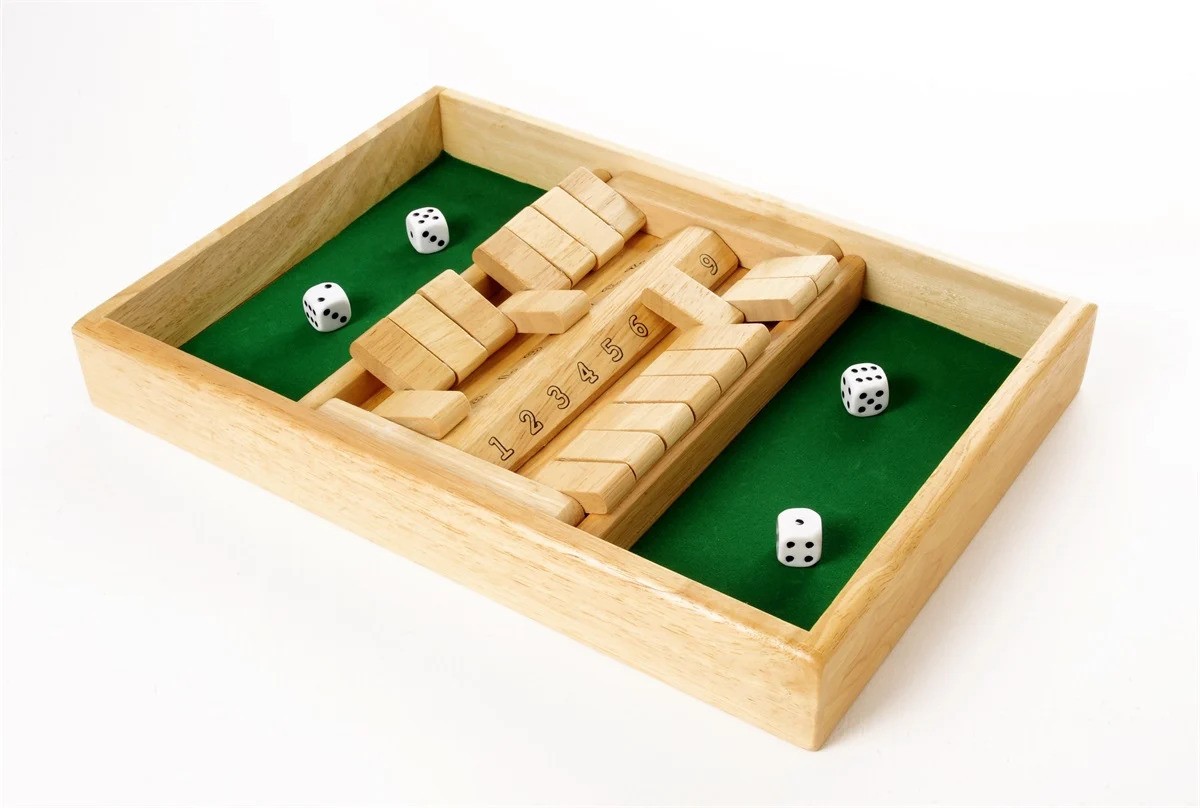 Spel Shut the Box 4 Spelers 10 Cijfers 29x29cm.