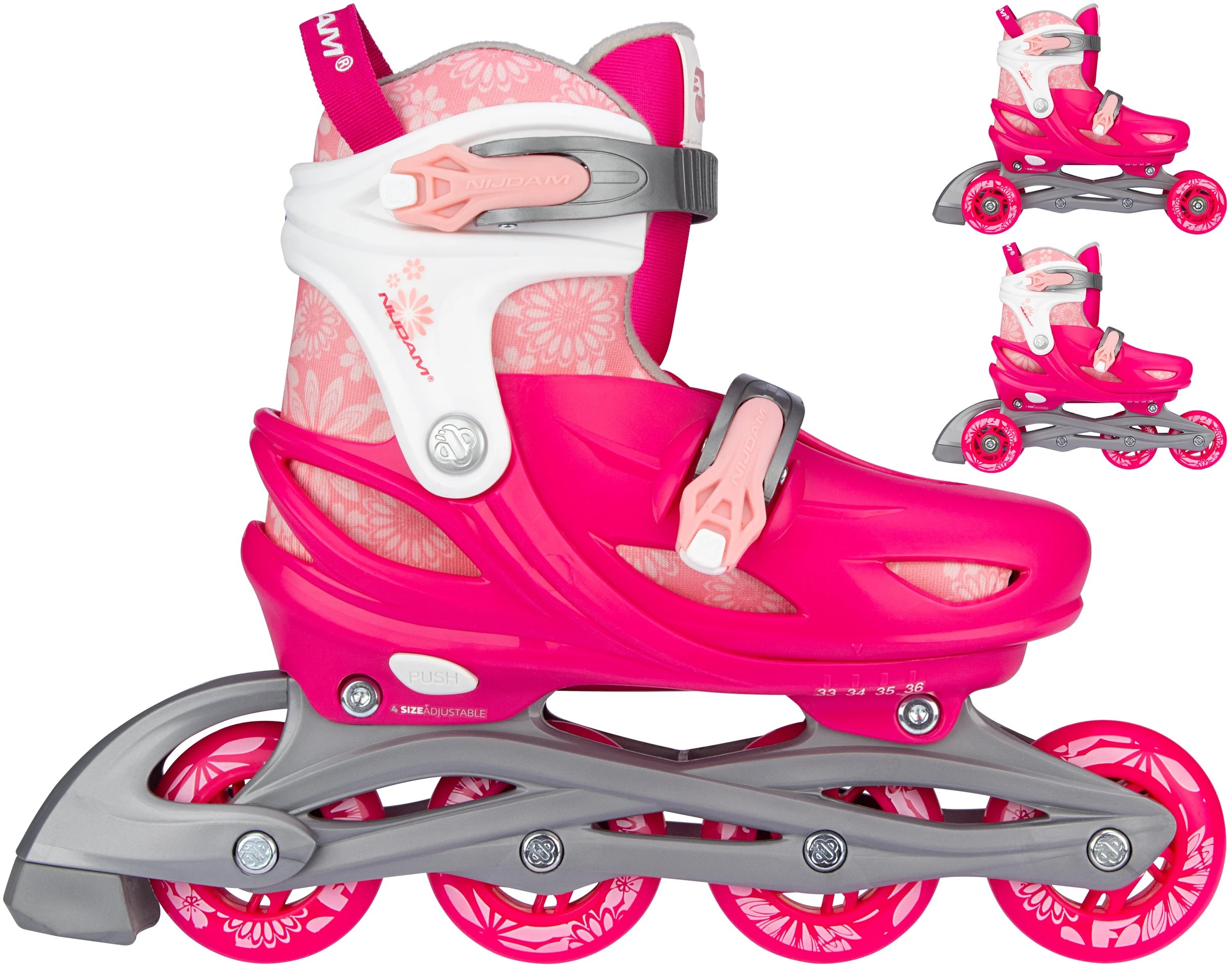 Nijdam 3-in-1 Inline Skates Verstelbaar - Floral Switch