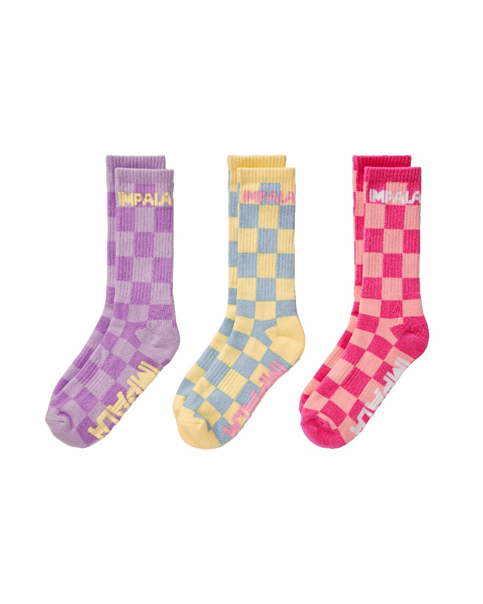 Impala Skate Socks Checkers 3pk - Roller Rink Roller Skates Skateboarding