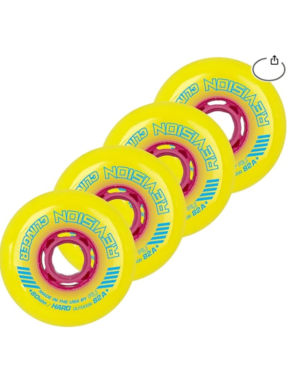 RV Clinger Outdoor Wheels/Wielen- 4Pack | 80mm 82A | Geel/Roze