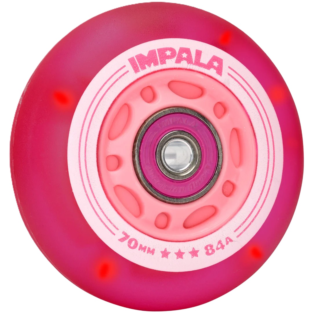 Impala Light Up Inline Wheels 4pk | 70mm 84a Pink/Red
