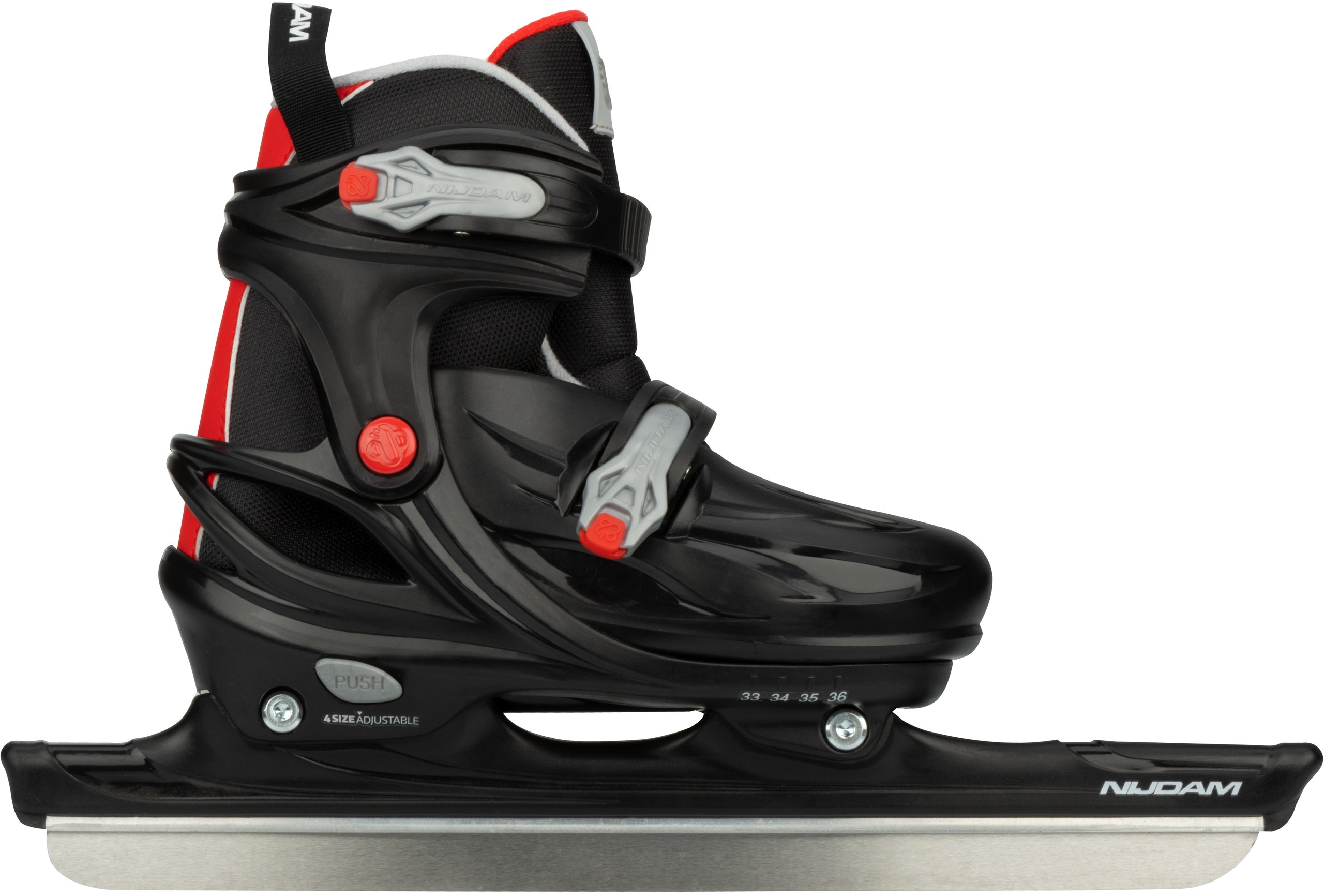 Nijdam Speed Demon Noren Hardboot Verstelbaar | Zwart / Zilver / Rood - Maat: 33-36