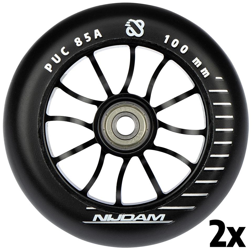 Nijdam Stuntstep Wielen 100mm | Aluminium Black | Per Set