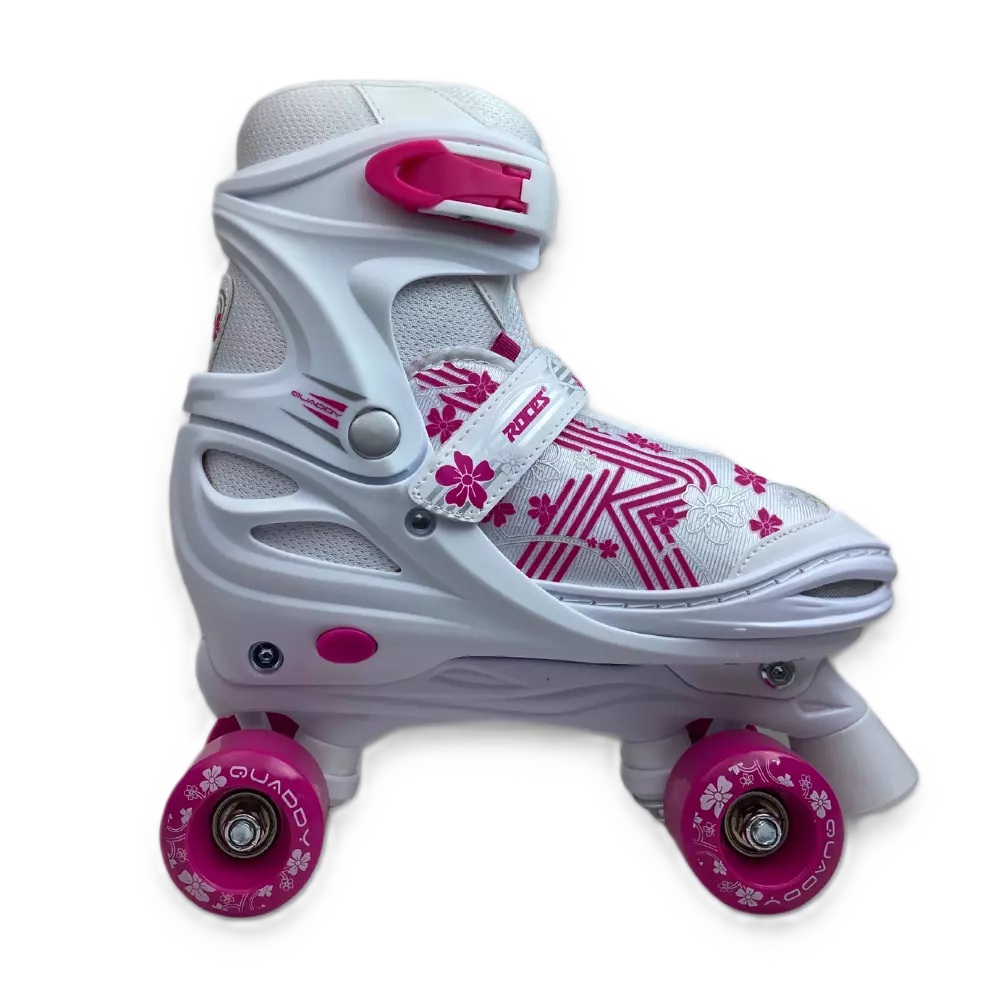 Roces Quaddy Girl 3.0 Adjustable Quad Skates | White/Pink 